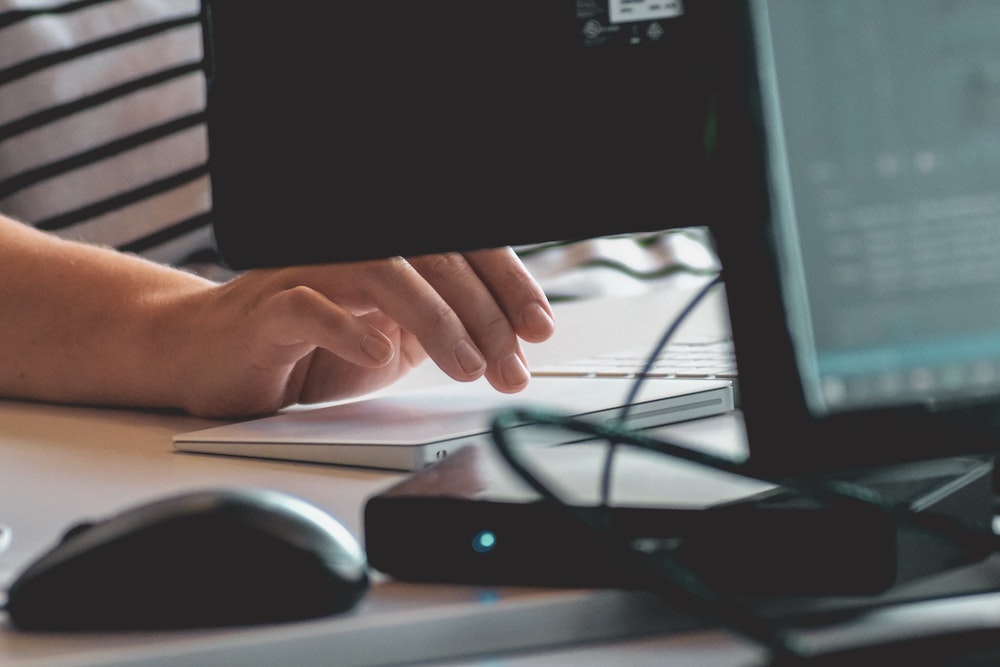 typing on a computer